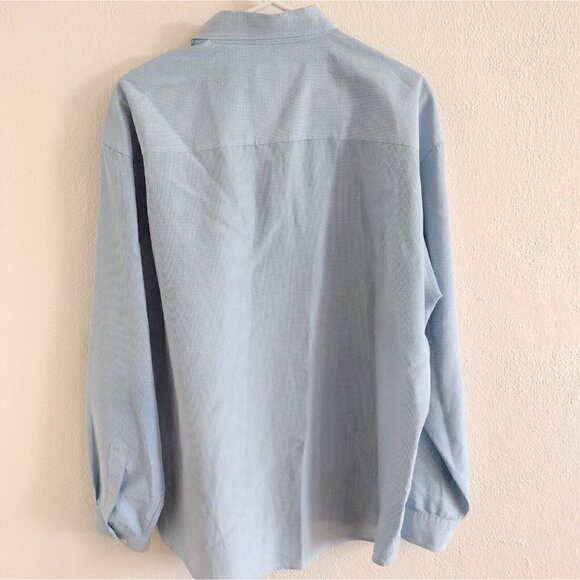 Pronto Uomo Mens L Buttton Down Dress Shirt Long Sleeve No Iron Blue White Check - Picture 2 of 7